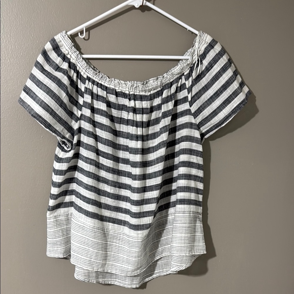 Lucky Brand Off-Shoulder Striped Blouse